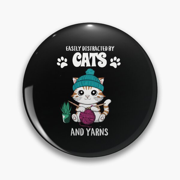 Item preview, Easily Distracted By Cats & Yarns Cute Knitting Cat designed and sold by Hananiah Merch.