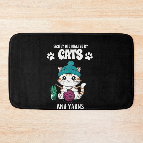 Item preview, Easily Distracted By Cats & Yarns Cute Knitting Cat designed and sold by Hananiah Merch.