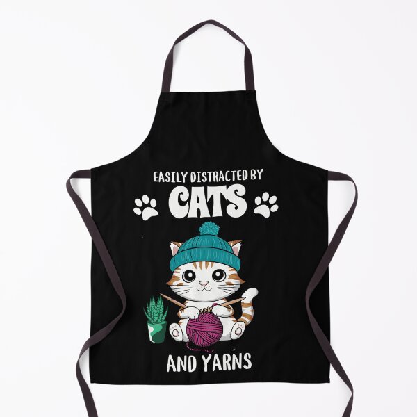 Item preview, Easily Distracted By Cats & Yarns Cute Knitting Cat designed and sold by Hananiah Merch.