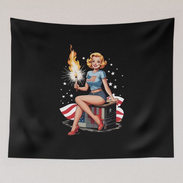 Item preview, Vintage PinUp Girl Retro Art 4th Of July designed and sold by LuminOrb.