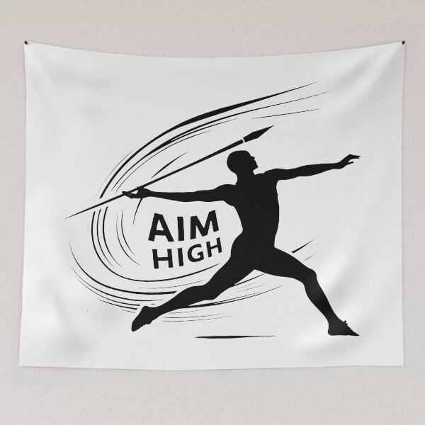 Item preview, Black and White Javelin Thrower: Aim High for Olympic Glory designed and sold by SplashTastic.