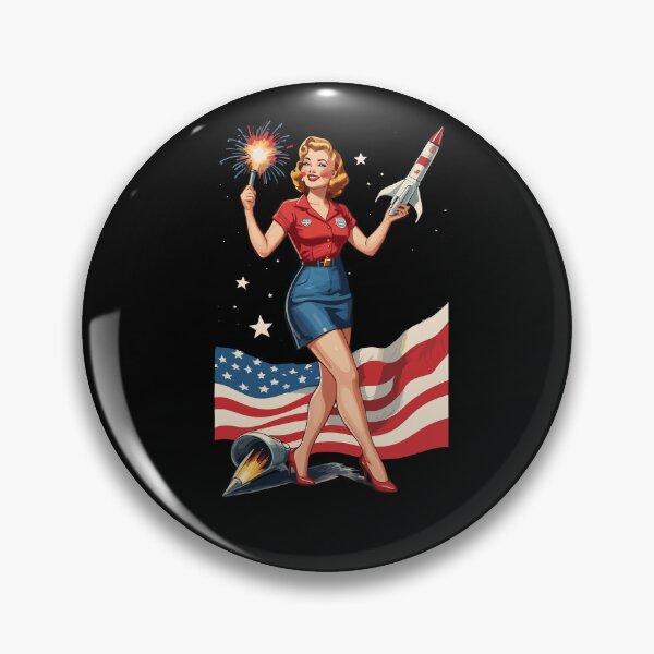 Artikelvorschau, Vintage PinUp Girl Retro Art American Flag entworfen und verkauft von LuminOrb.