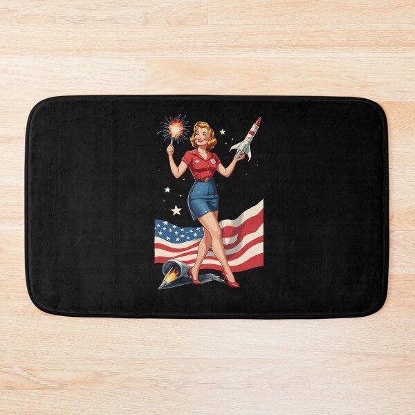 Item preview, Vintage PinUp Girl Retro Art American Flag designed and sold by LuminOrb.