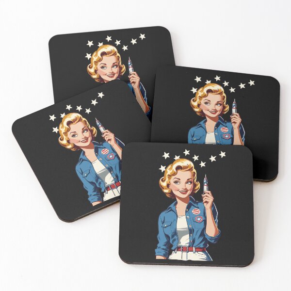 Item preview, Vintage PinUp Girl Retro Art 4th Of July Fireworks designed and sold by LuminOrb.