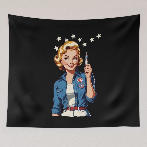 Item preview, Vintage PinUp Girl Retro Art 4th Of July Fireworks designed and sold by LuminOrb.