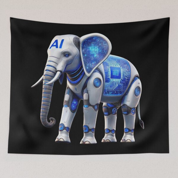 Item preview, Futuristic AI Robot Elephant with Circuit Design designed and sold by WhiteDoveArt.