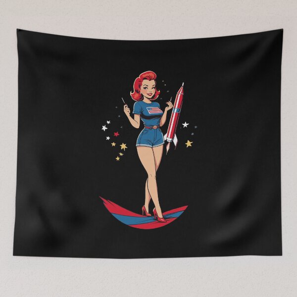 Item preview, Vintage PinUp Girl Retro Art 4th of July Fun designed and sold by LuminOrb.