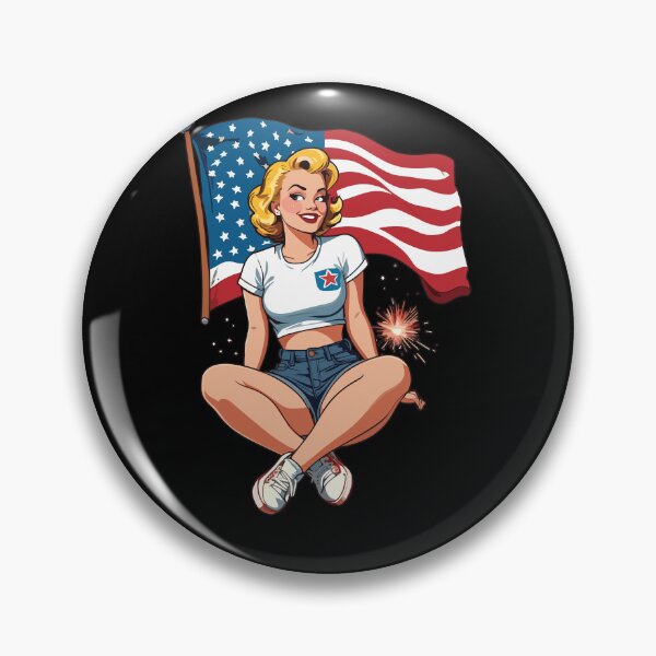 Artikelvorschau, Vintage PinUp Girl Retro Art 4th of July Fireworks entworfen und verkauft von LuminOrb.