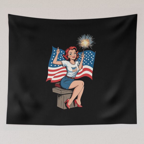 Item preview, Vintage PinUp Girl Retro Art Fireworks Lover designed and sold by LuminOrb.