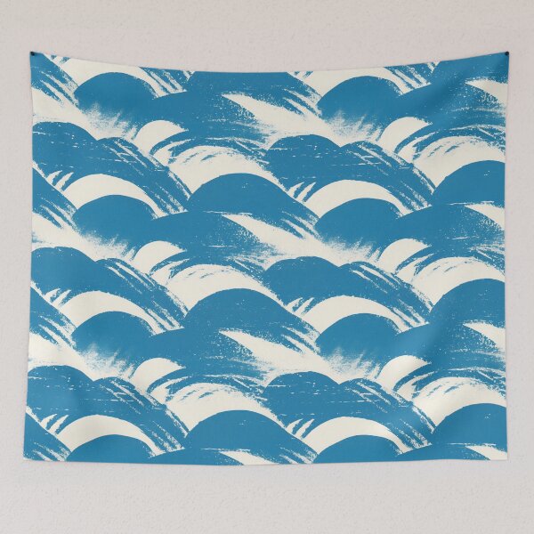 Item preview, Japanese Waves Blue Pattern designed and sold by trajeado14.