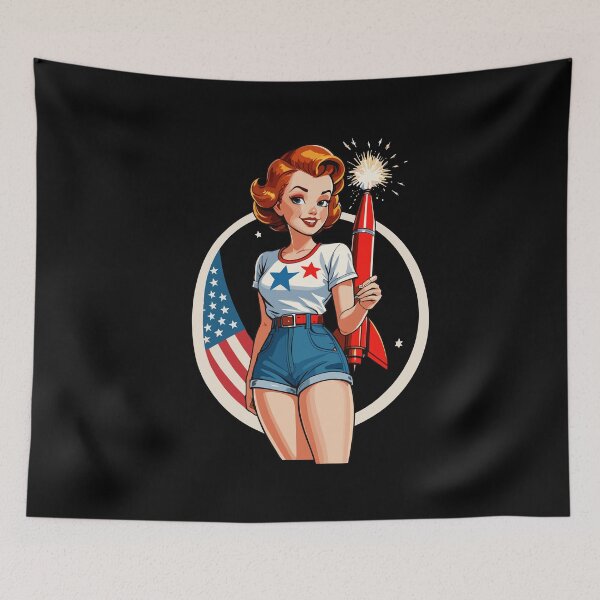 Item preview, Vintage PinUp Girl Retro Art Funny Fireworks designed and sold by LuminOrb.