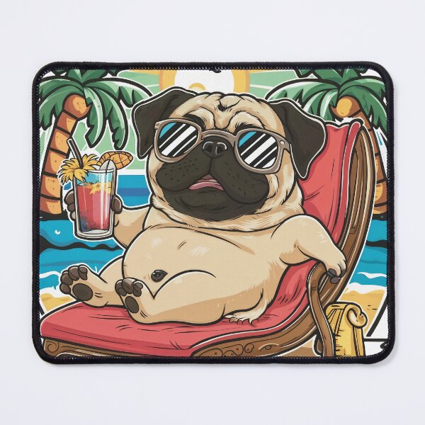 Item preview, Chilling Pug on a Sunbed designed and sold by WildPugShop.