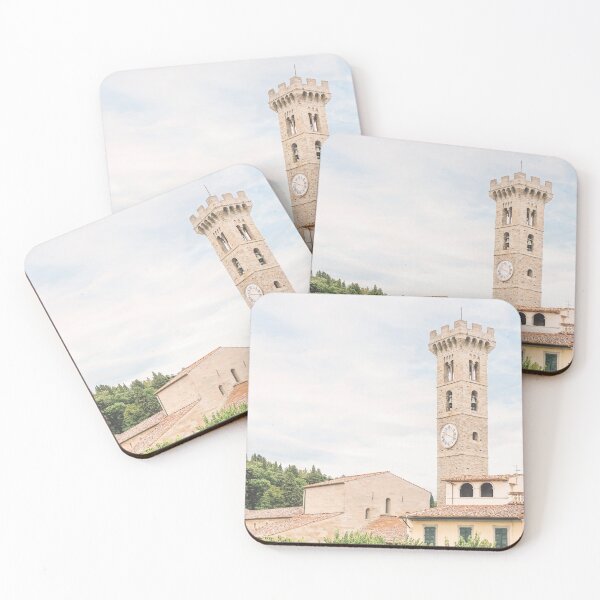 Item preview, Florence, Italy I Medieval architecture tower in a pastel summer italian country village in Tuscany in Fiesole among the mountains, olive groves and cypress trees to experience la dolce vita designed and sold by Julie Travel Photography.
