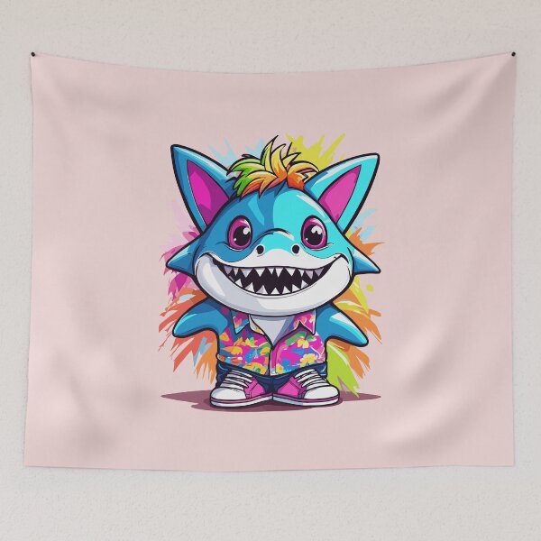 Item preview, Retro "80s Cartoon Shark" Design - Dive into Nostalgia designed and sold by InwzaDesign.