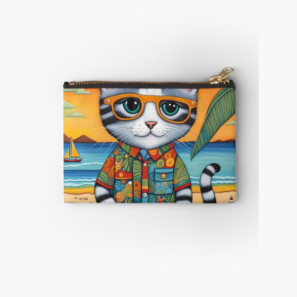 Item preview, Folk Art Kitten wearing Bermuda shorts and shirt designed and sold by Colin Bentham.