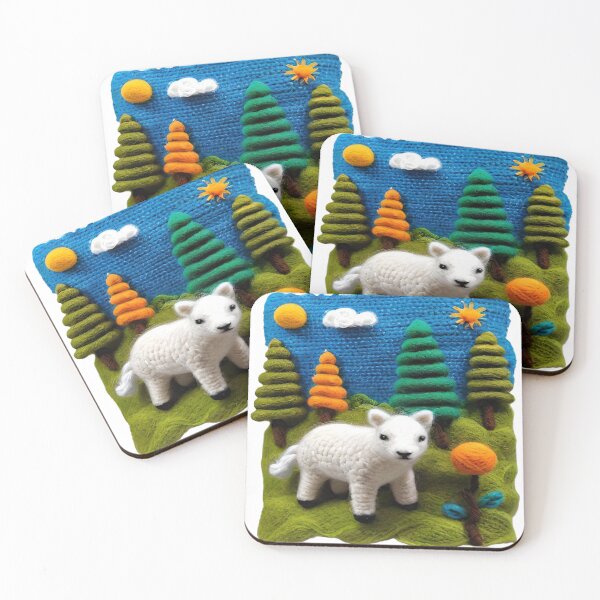 Item preview, Textile Meadow Artwork with Sheep designed and sold by merve02shop.