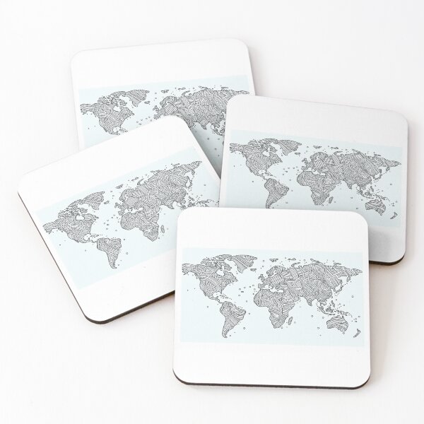 Item preview, Map of the Continents with a Tribal Pattern. designed and sold by SerenPrintables.