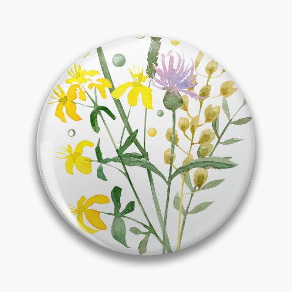 Item preview, Watercolor composition with wildflowers and branches of grass on white background. Hand-drawn illustration	 designed and sold by TanyaKremen.