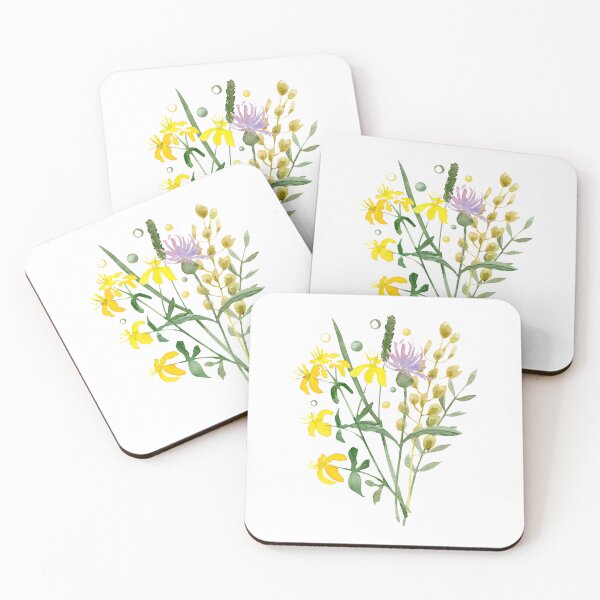 Item preview, Watercolor composition with wildflowers and branches of grass on white background. Hand-drawn illustration	 designed and sold by TanyaKremen.