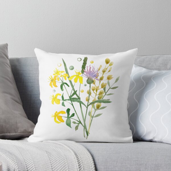 Item preview, Watercolor composition with wildflowers and branches of grass on white background. Hand-drawn illustration	 designed and sold by TanyaKremen.
