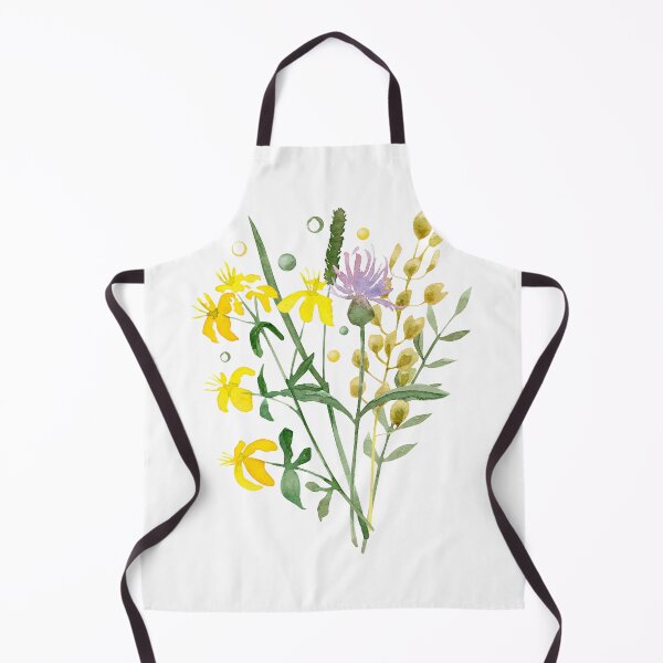 Item preview, Watercolor composition with wildflowers and branches of grass on white background. Hand-drawn illustration designed and sold by TanyaKremen.