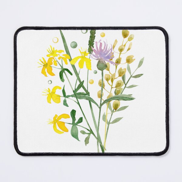 Item preview, Watercolor composition with wildflowers and branches of grass on white background. Hand-drawn illustration	 designed and sold by TanyaKremen.