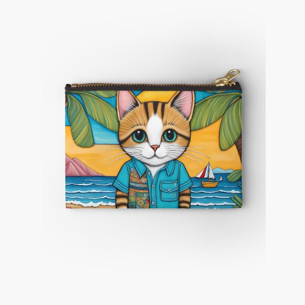 Item preview, Folk Art Kitten wearing Bermuda shorts and shirt designed and sold by Colin Bentham.