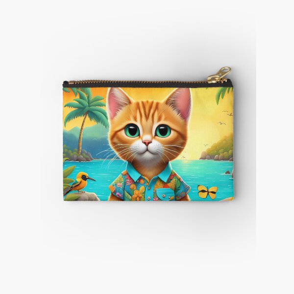 Item preview, Folk Art Kitten wearing Bermuda shorts and shirt designed and sold by Colin Bentham.