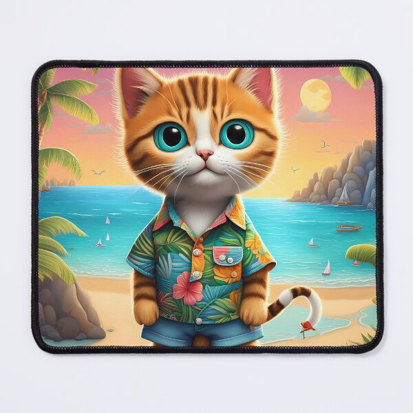 Item preview, Folk Art Kitten wearing Bermuda shorts and shirt designed and sold by Colin Bentham.