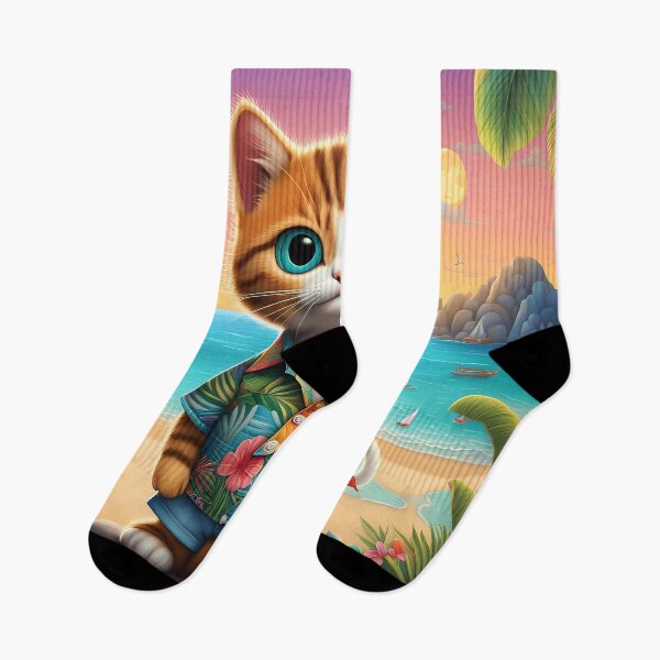 Item preview, Folk Art Kitten wearing Bermuda shorts and shirt designed and sold by Colin Bentham.