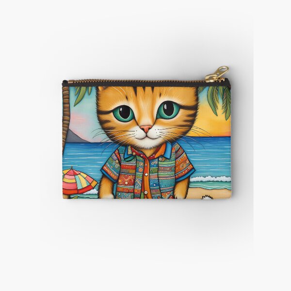 Item preview, Folk Art Kitten wearing Bermuda shorts and shirt designed and sold by Colin Bentham.