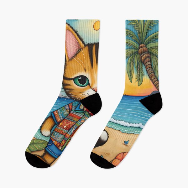Item preview, Folk Art Kitten wearing Bermuda shorts and shirt designed and sold by Colin Bentham.