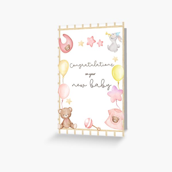 Item preview, New Baby Congratulations - Pink Nursery designed and sold by Sweet Note Paper Co..