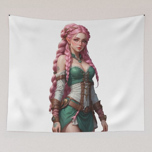 Item preview, "Enchanting Elven Sorceress with Pink Braids" designed and sold by ROHIT GUPTA.