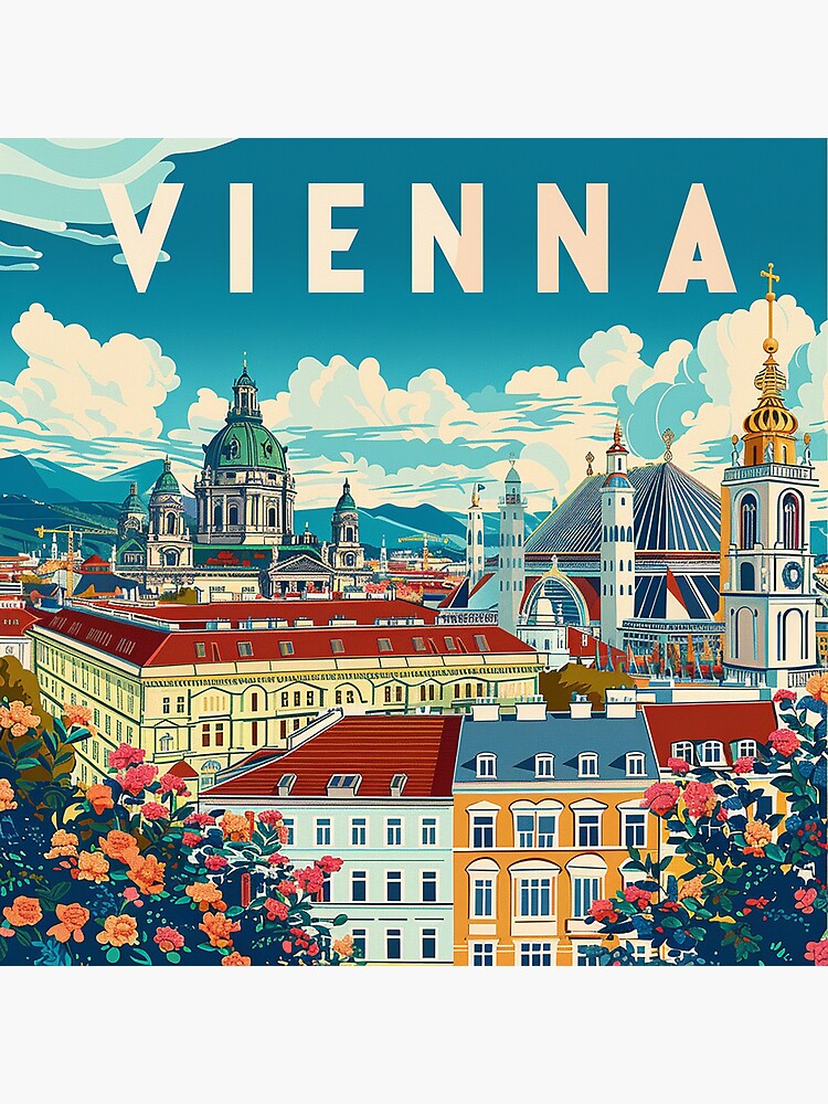 Thumbnail 3 of 3, Sticker, Vienna Print Vienna Art designed and sold by nomiraclehere.