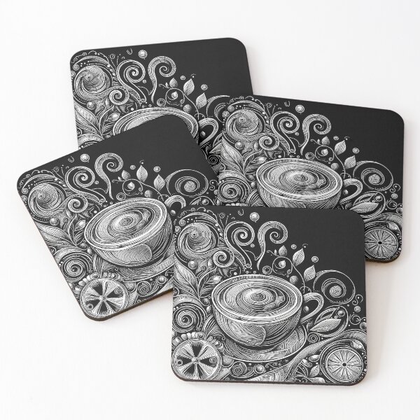 Item preview, Line drawing of a coffee cup filled with caffeine. designed and sold by Vetagio.