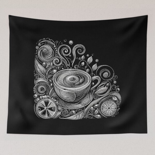 Item preview, Line drawing of a coffee cup filled with caffeine. designed and sold by Vetagio.