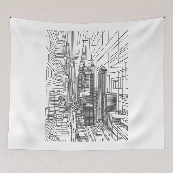 Item preview, Urban landscape - line art black and white designed and sold by alex-yars.