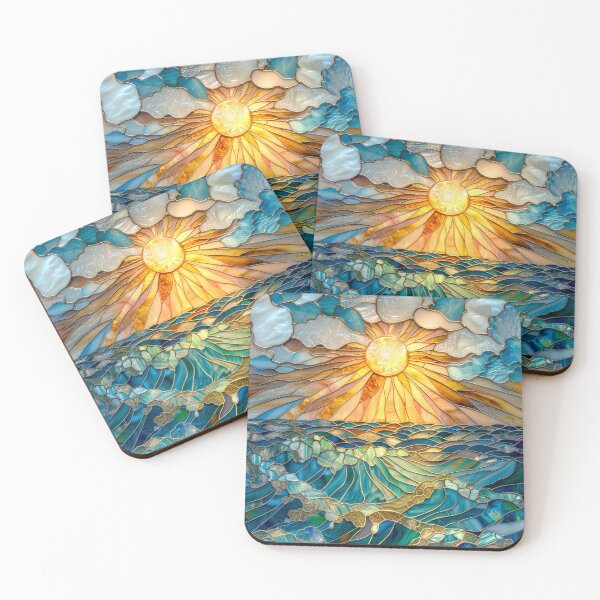 Item preview, Whimsical Sunset Ocean: Stained Glass Mosaic designed and sold by MargaretWiktor.
