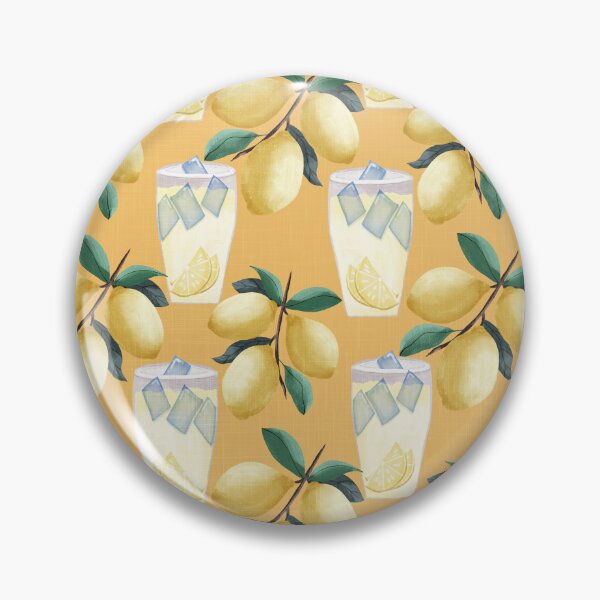 Item preview, Copy of Painterly lemons and a glass of lemonade with ice cubes on a yellow orange background with a linen texture designed and sold by JasmineGDesigns.
