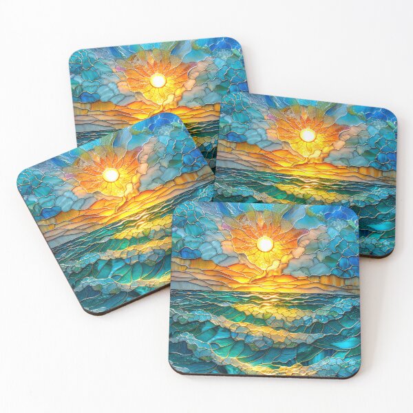Item preview, Whimsical Sunset Ocean: Stained Glass Mosaic designed and sold by MargaretWiktor.