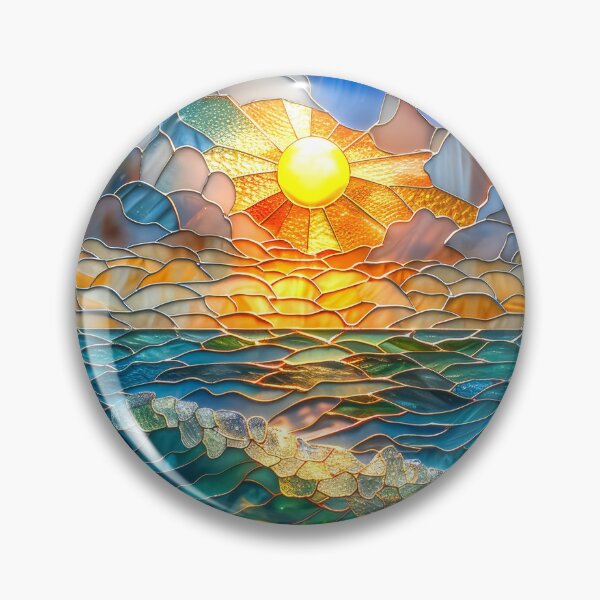 Item preview, Whimsical Sunset Ocean: Stained Glass Mosaic designed and sold by MargaretWiktor.