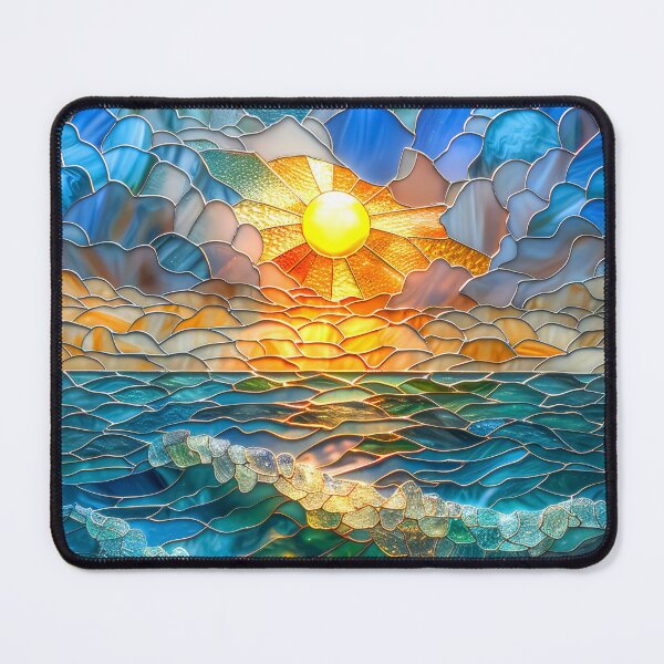 Item preview, Whimsical Sunset Ocean: Stained Glass Mosaic designed and sold by MargaretWiktor.