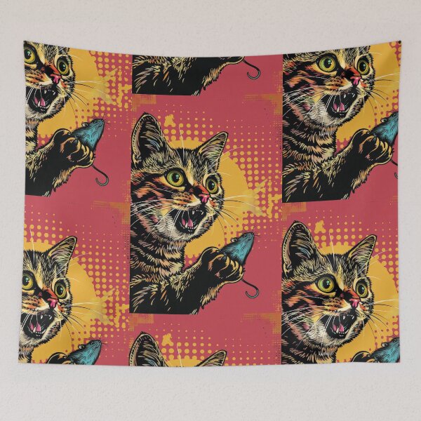 Item preview, Pop Art Illustration of Cat Ready to Attack Mouse designed and sold by Piotrek0001.