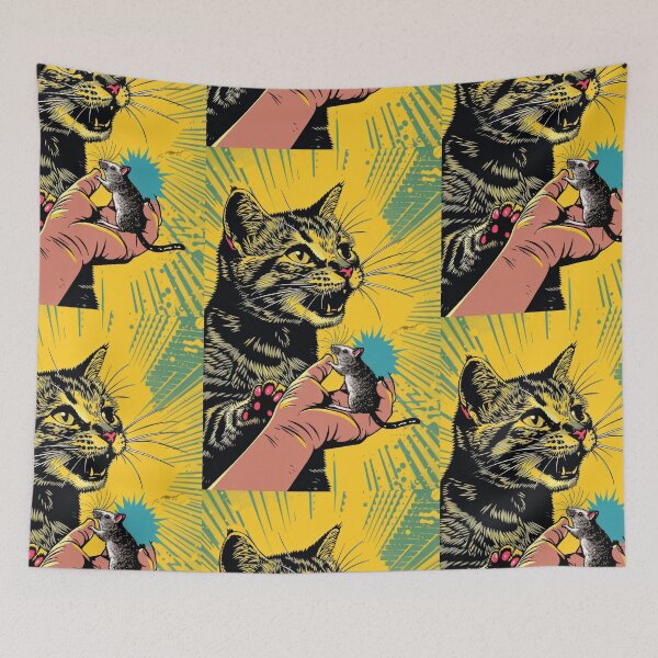 Item preview, Pop Art Illustration of Cat Ready to Attack Mouse designed and sold by Piotrek0001.