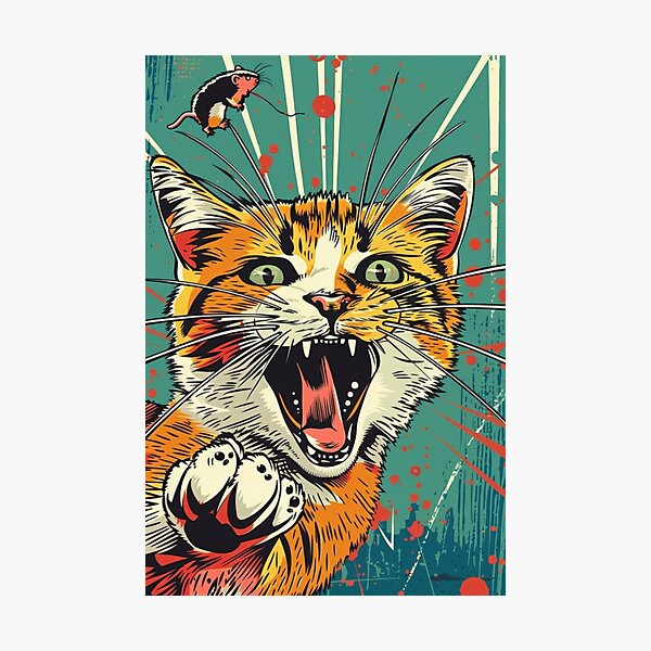 Item preview, Pop Art Illustration of Cat Ready to Attack Mouse designed and sold by Piotrek0001.