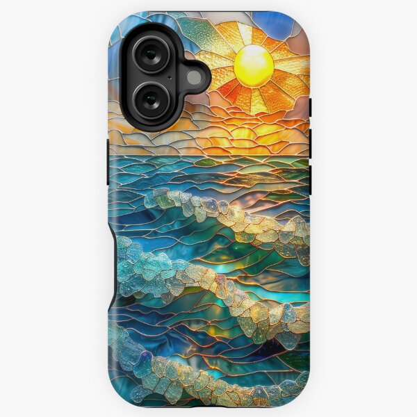Vista previa del artículo con la obra «Caprichoso atardecer en el océano: mosaico de vidrieras», diseñado y vendido por MargaretWiktor.