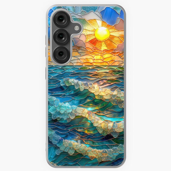 Item preview, Whimsical Sunset Ocean: Stained Glass Mosaic designed and sold by MargaretWiktor.