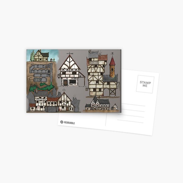 Inkwork Fantasy Structures (in colour) Postcard