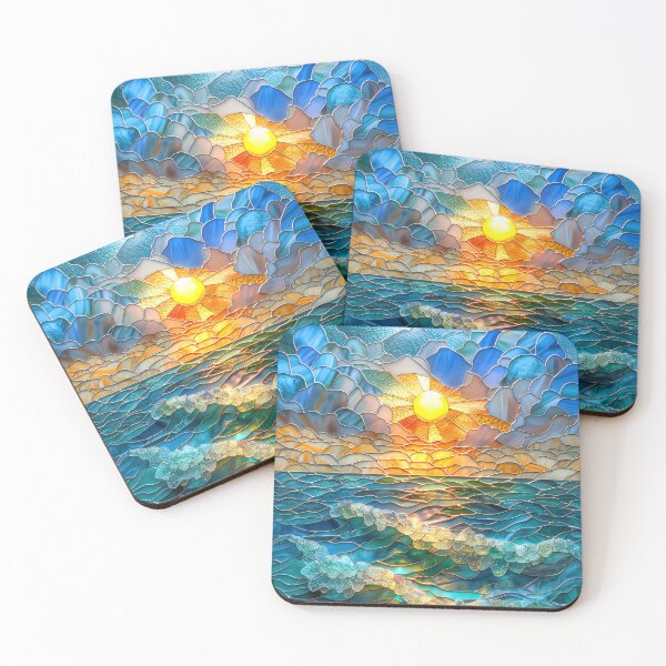 Item preview, Whimsical Sunset Ocean: Stained Glass Mosaic designed and sold by MargaretWiktor.